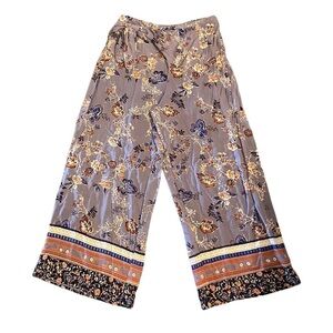 Angie dusty blue and brown palazzo wrap pants